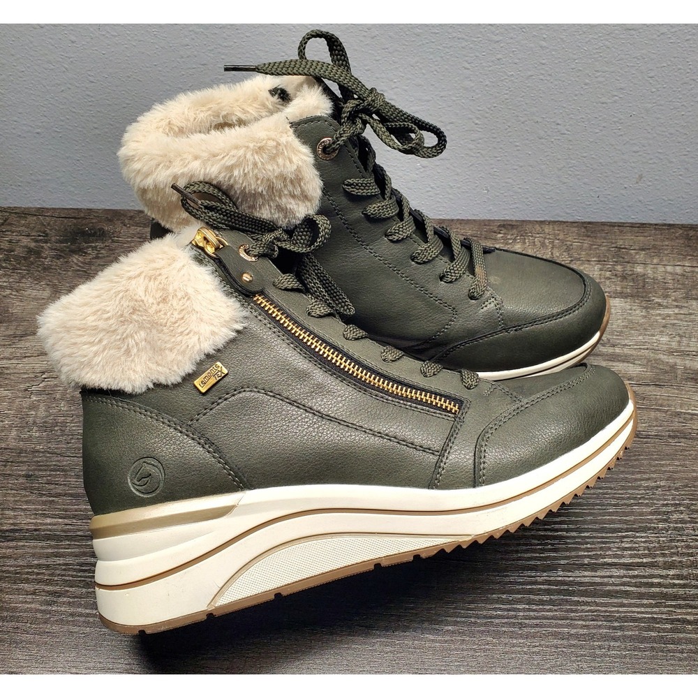 Remonte Tex Eleni Sneaker Boot Womens 41 Waterproof Green Leaf Cotton Wool‎ EUC